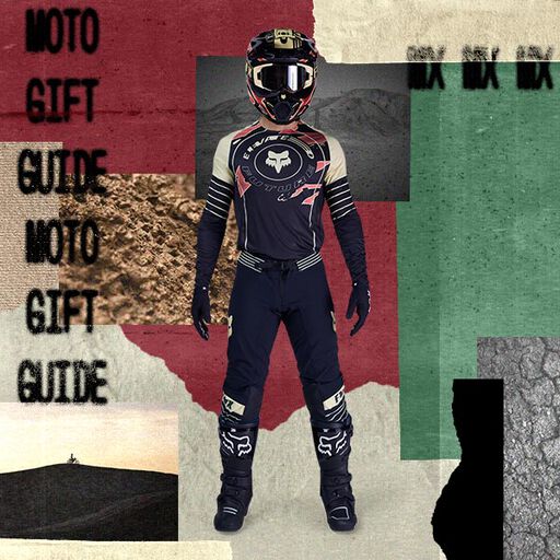 Motocross rider with stylized text calling out motocross gift guide
