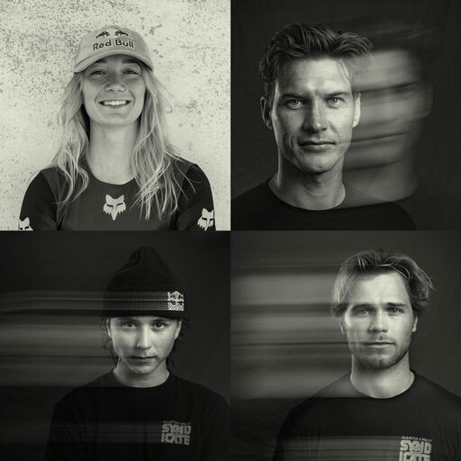 Four athletes in black and white.